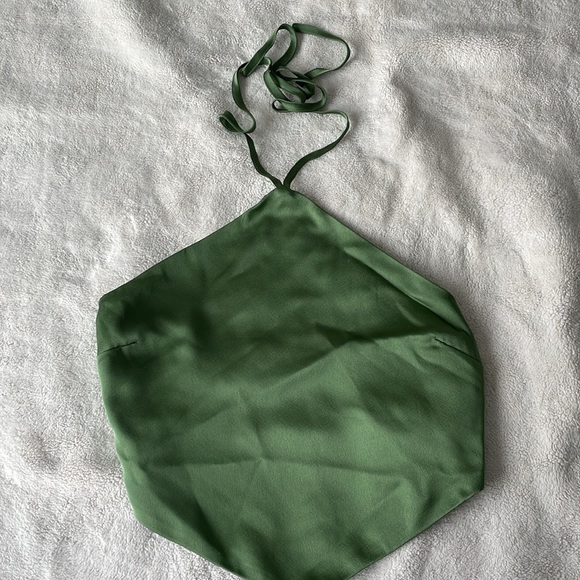 Abercrombie Cropped Halter Satin Scarf Top - Picture 1 of 6